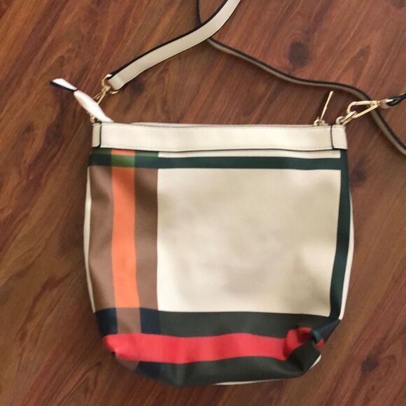 NEW Classy, Crossbody bag, plaid cream, green, red ￼ - Picture 1 of 4